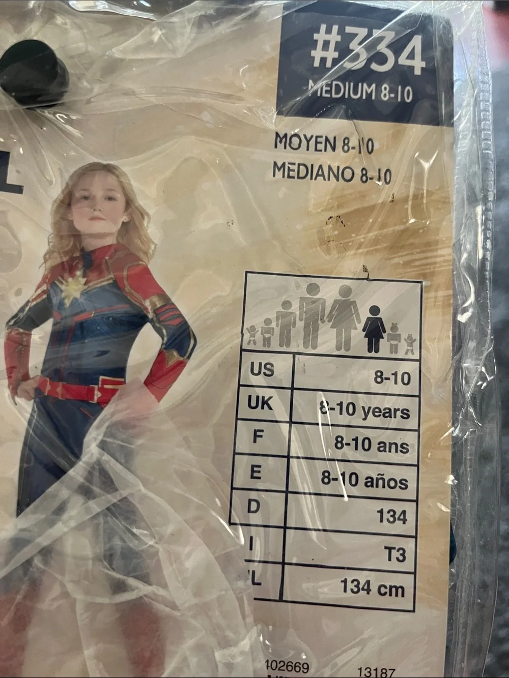 Marvel Captain Marvel Kids Costume in Blue, Red & Gold